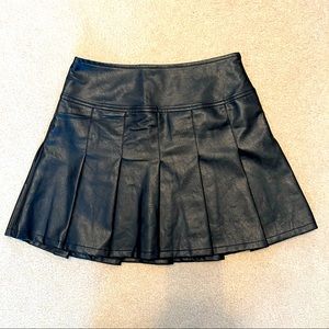 Faux black leather pleated skirt
